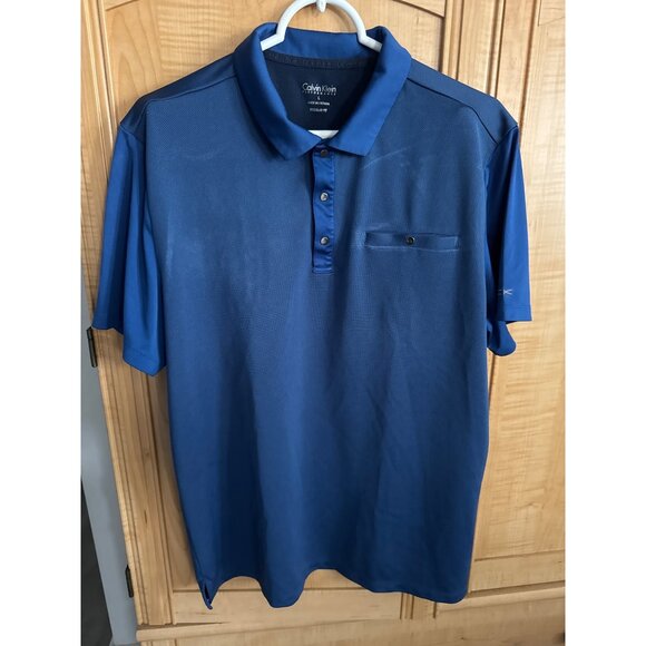 Calvin Klein Performance Mens Polo Shirt Regular Fit L Blue Polyester Blend 2w x - Picture 1 of 4